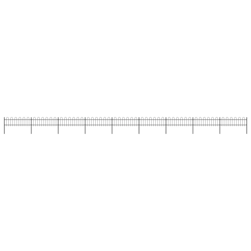 Berkfield Garden Fence with Hoop Top Steel 15.3x0.6 m Black