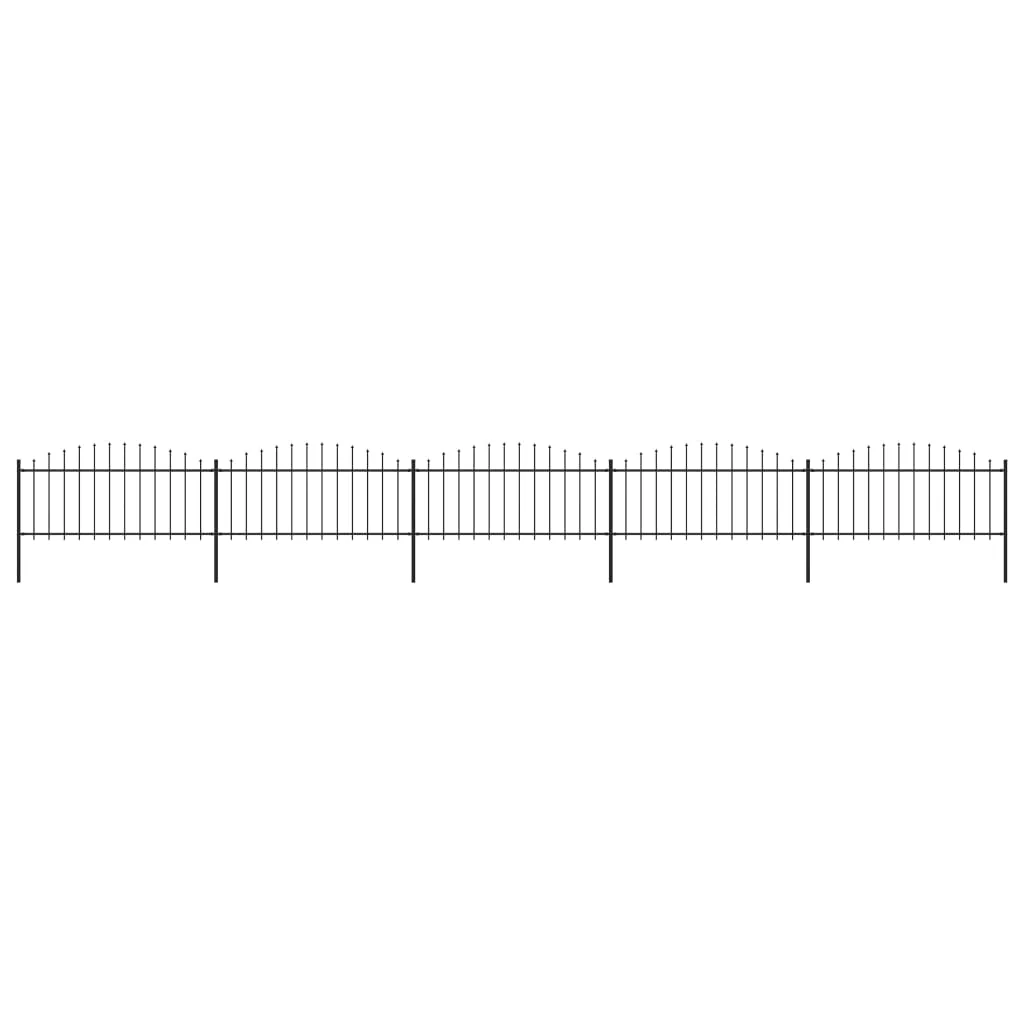 Berkfield Garden Fence with Spear Top Steel (0.5-0.75)x8.5 m Black