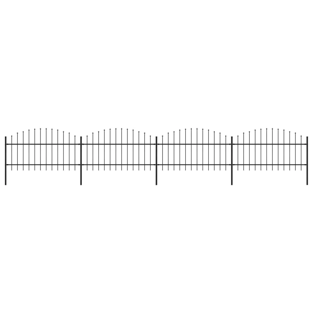 Berkfield Garden Fence with Spear Top Steel (1-1.25)x6.8 m Black