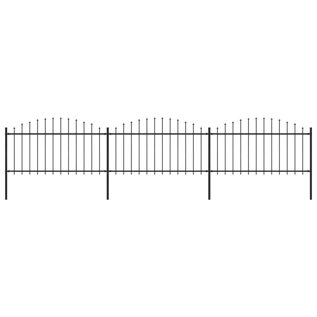 Berkfield Garden Fence with Spear Top Steel (1.25-1.5)x5.1 m Black