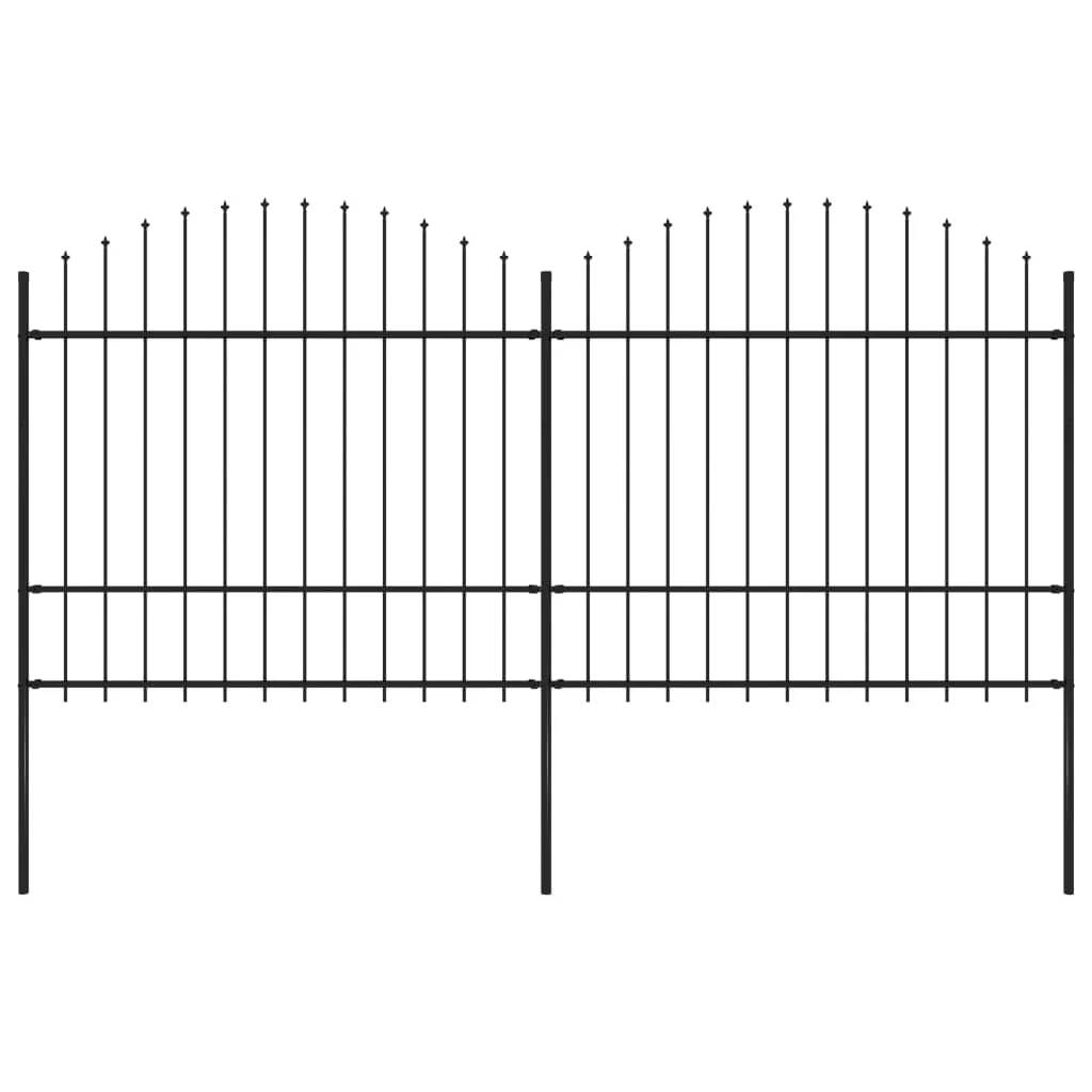 Berkfield Garden Fence with Spear Top Steel (1.5-1.75)x3.4 m Black