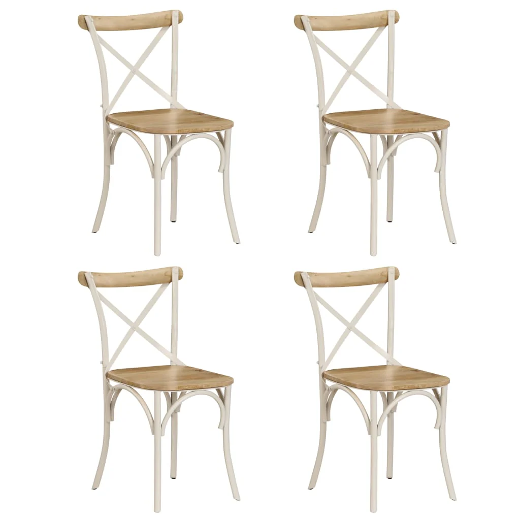 Berkfield Cross Chairs 4 pcs White Solid Mango Wood