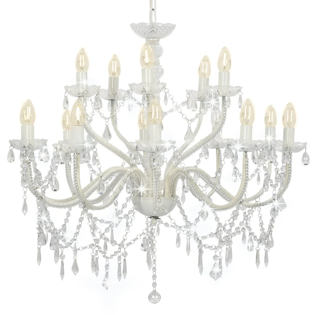 Berkfield Chandelier 2-layer White 15 x E14 Bulbs