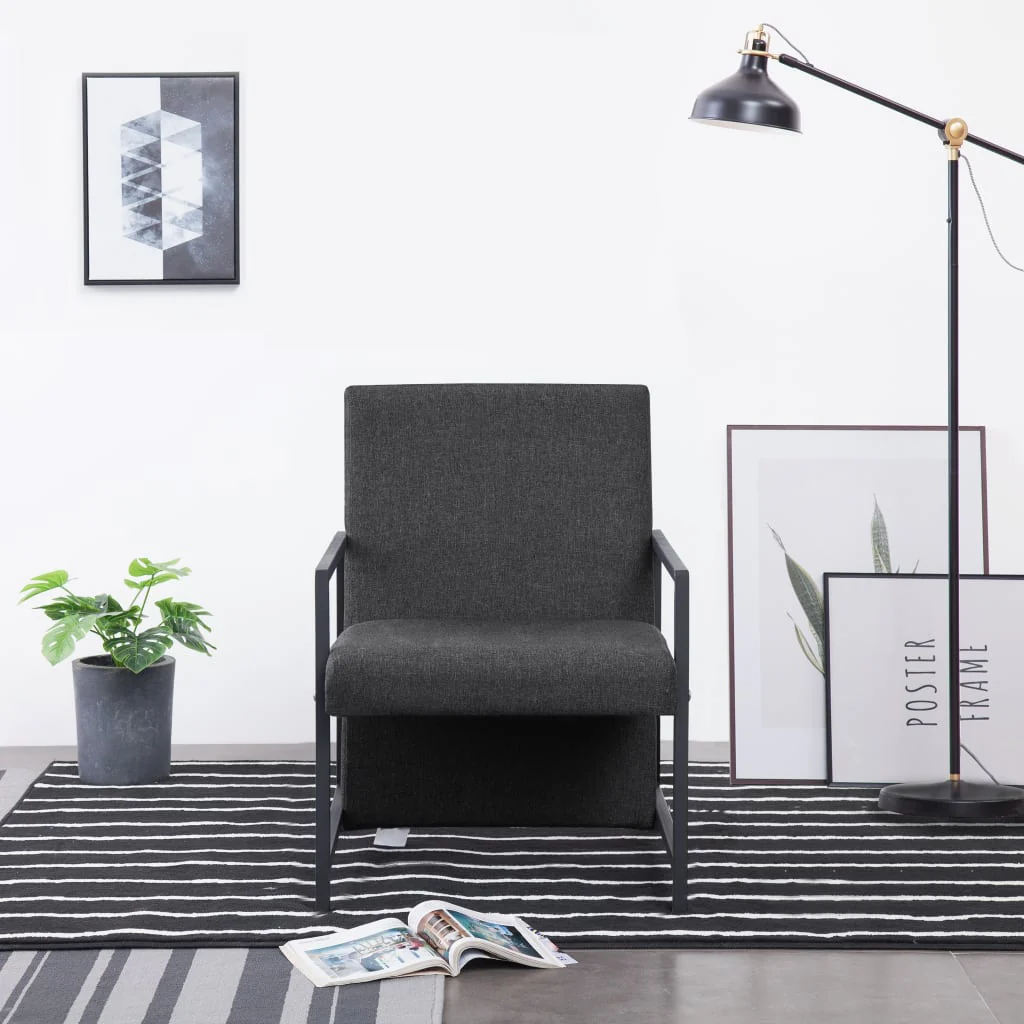 Berkfield Armchair with Chrome Feet Dark Grey Fabric