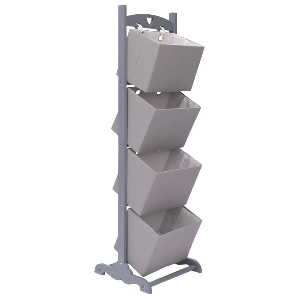 Berkfield 4-Layer Basket Rack Dark Grey 35x35x125 cm Wood