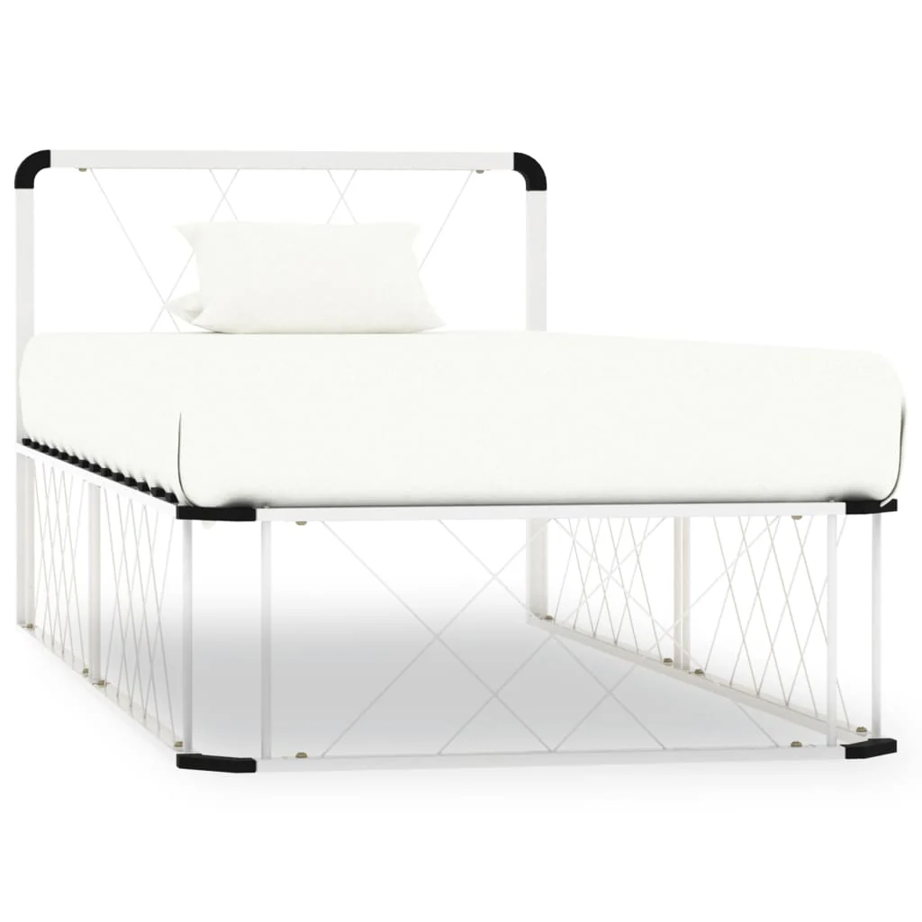 Berkfield Bed Frame White Metal 100x200 cm