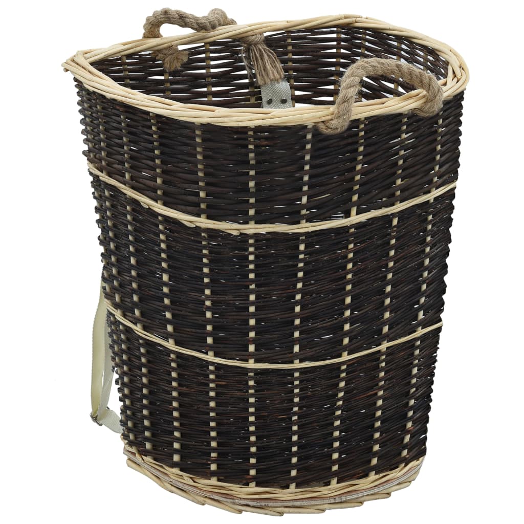 Berkfield Firewood Backpack with Carrying Belts 57x51x69 cm Natural Willow