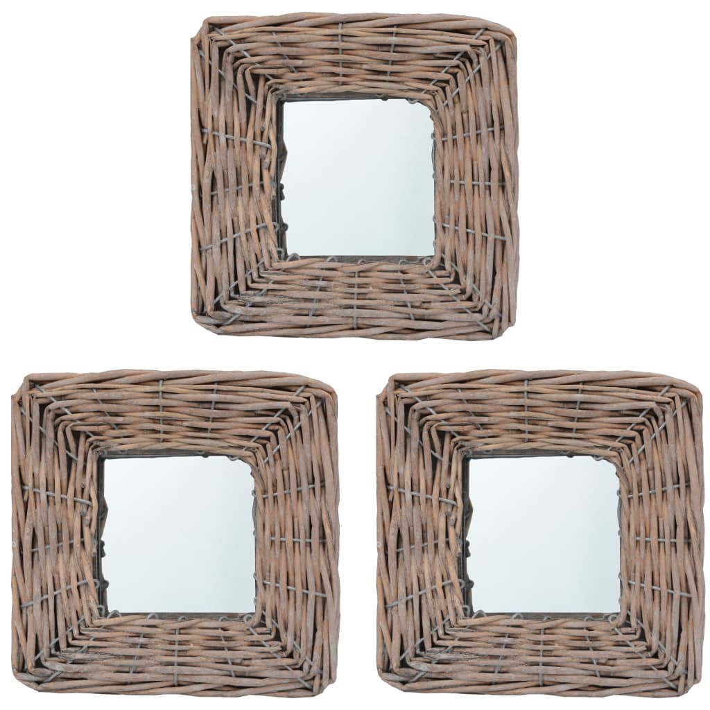 Berkfield Mirrors 3 pcs 15x15 cm Wicker