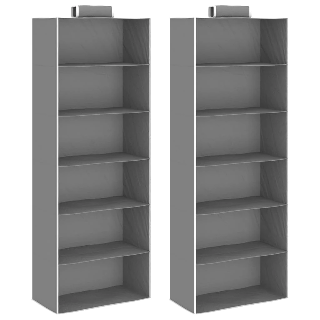 Berkfield Hanging Closet Organisers 2 pcs with 6 Shelves Fabric