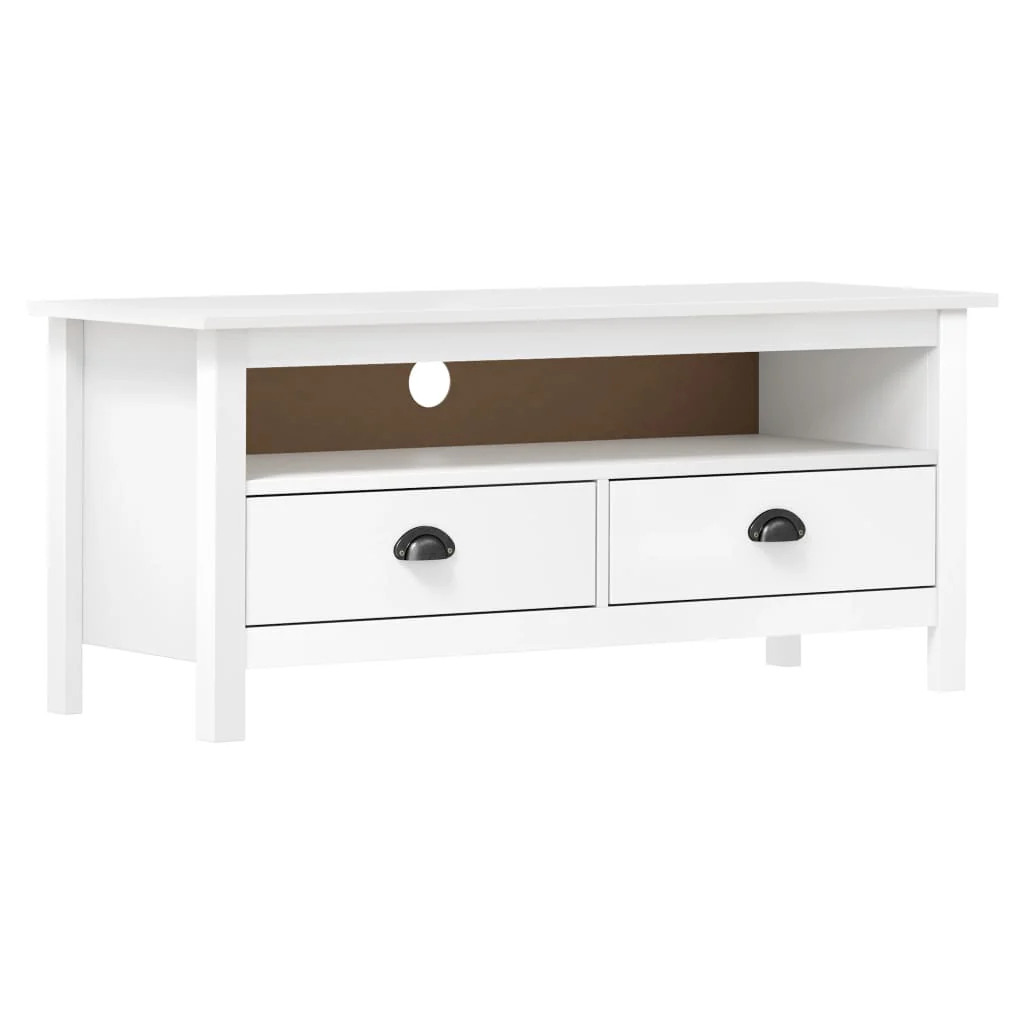 Berkfield TV Cabinet Hill White 110x40x47 cm Solid Pine Wood