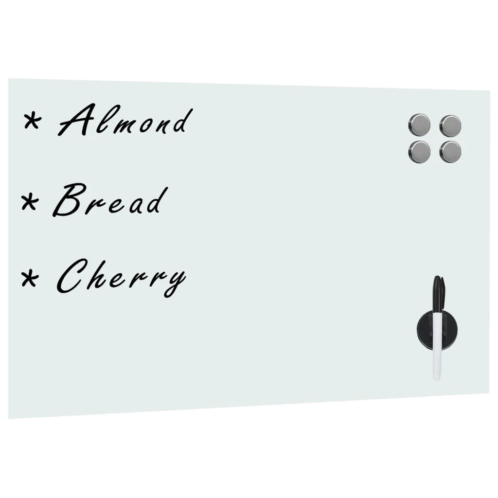 Berkfield Wall Mounted Magnetic Whiteboard Glass 60x40 cm