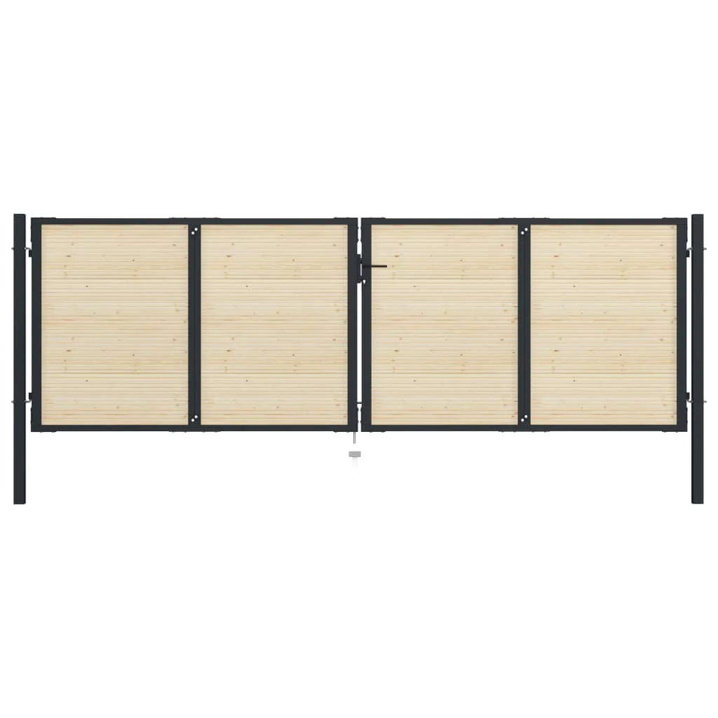 Berkfield Fence Gate Steel and Spruce Wood 408x175 cm