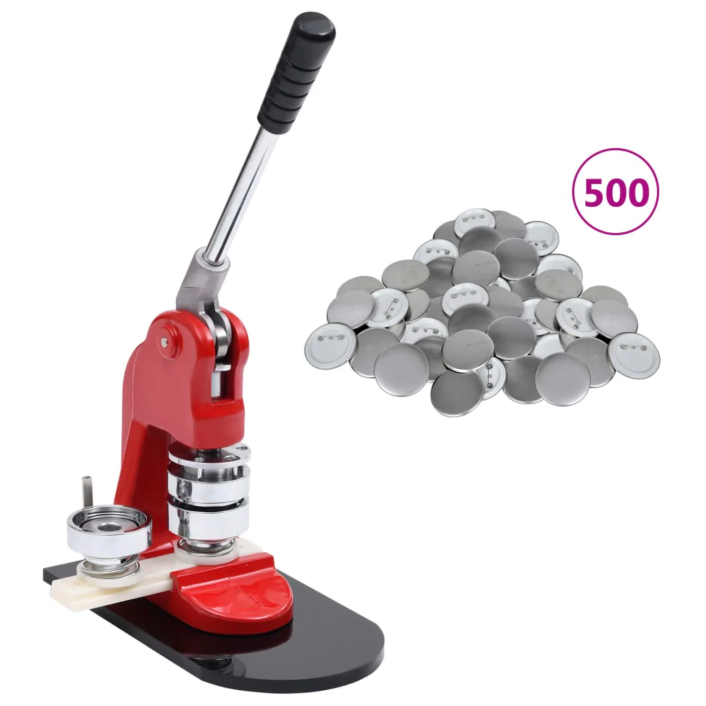 Berkfield Badge Button Maker with 500 pcs Pinback Button Parts 25 mm