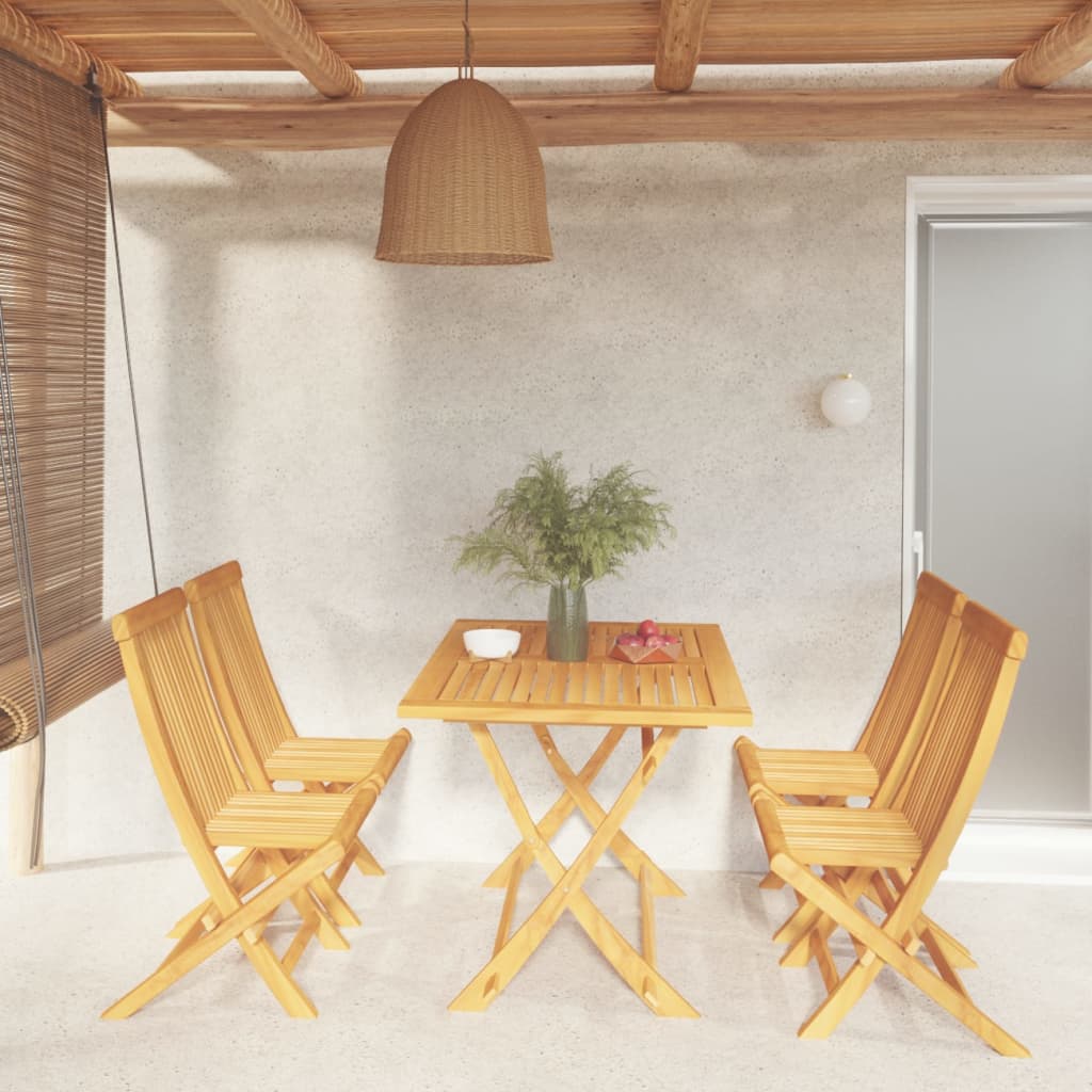 Berkfield 5 Piece Garden Dining Set Solid Teak Wood