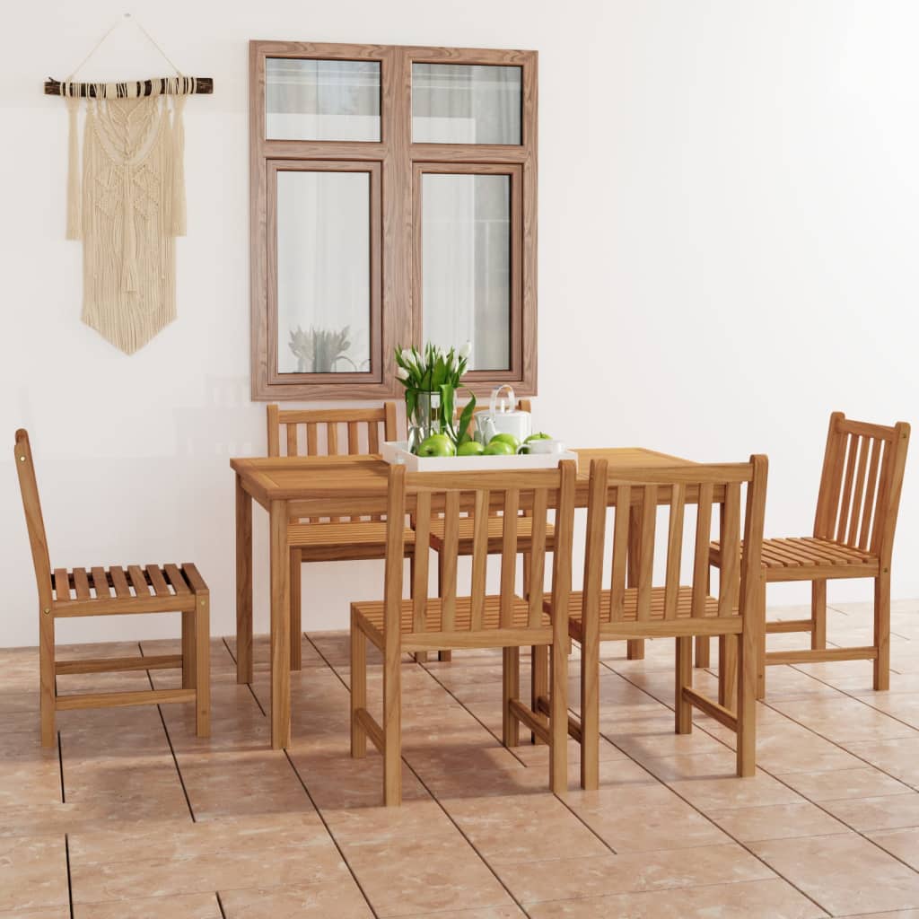 Berkfield 7 Piece Garden Dining Set Solid Teak Wood