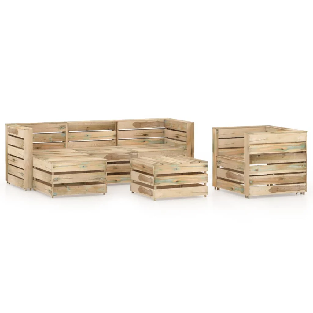 Berkfield 6 Piece Garden Lounge Set Green Impregnated Pinewood