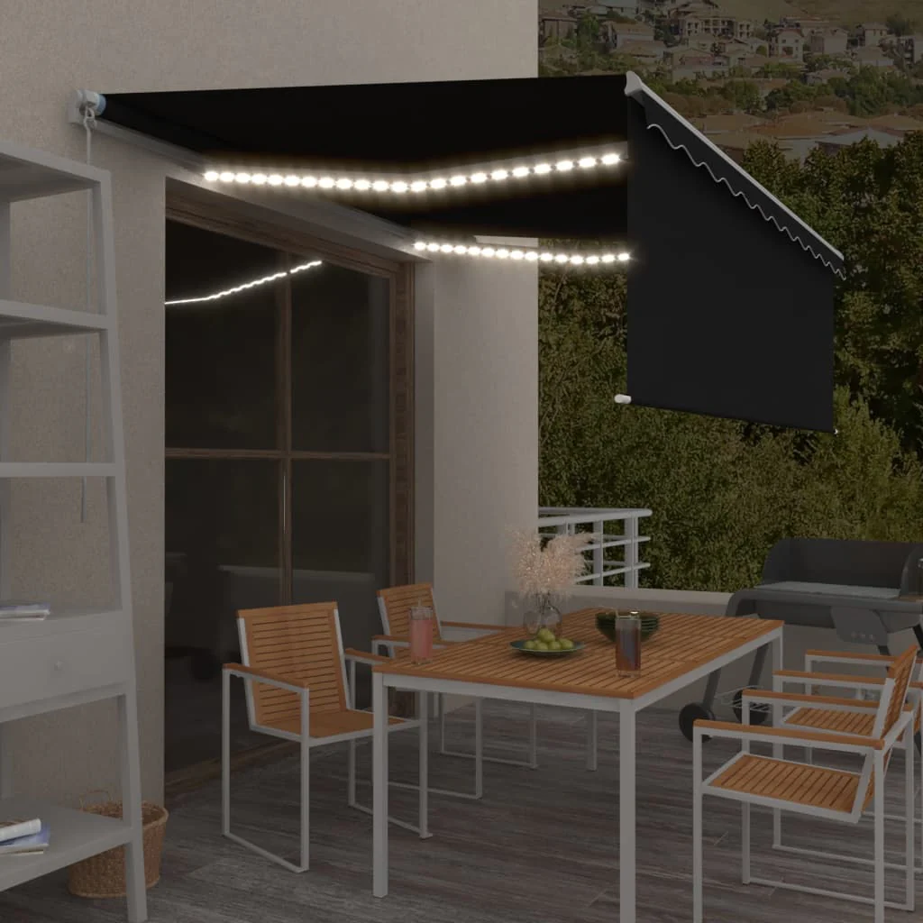 Berkfield Manual Retractable Awning with Blind&LED 4x3m Anthracite