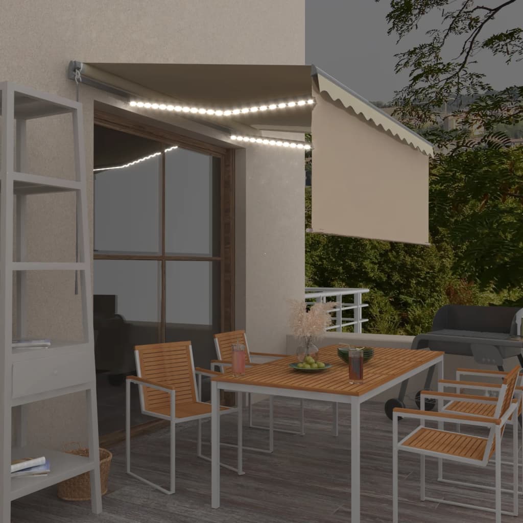 Berkfield Manual Retractable Awning with Blind&LED 3.5x2.5m Cream