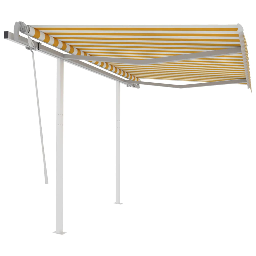 Berkfield Manual Retractable Awning with Posts 3.5x2.5 m Yellow and White
