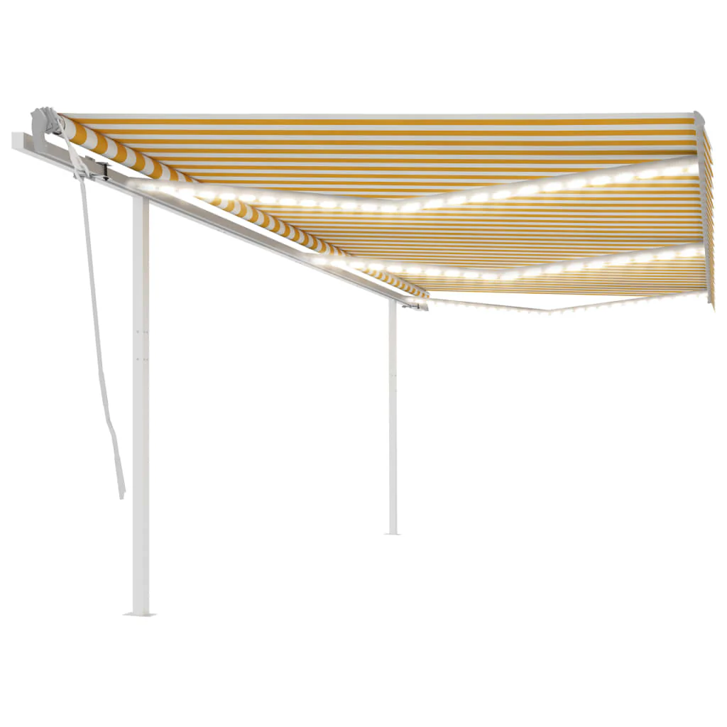 Berkfield Manual Retractable Awning with LED 6x3 m Yellow and White