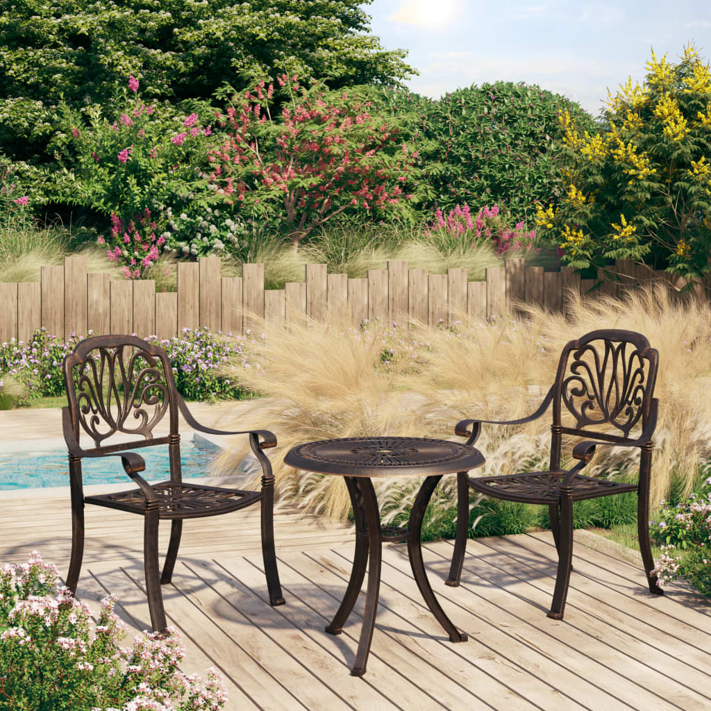 Berkfield 3 Piece Bistro Set Cast Aluminium Bronze