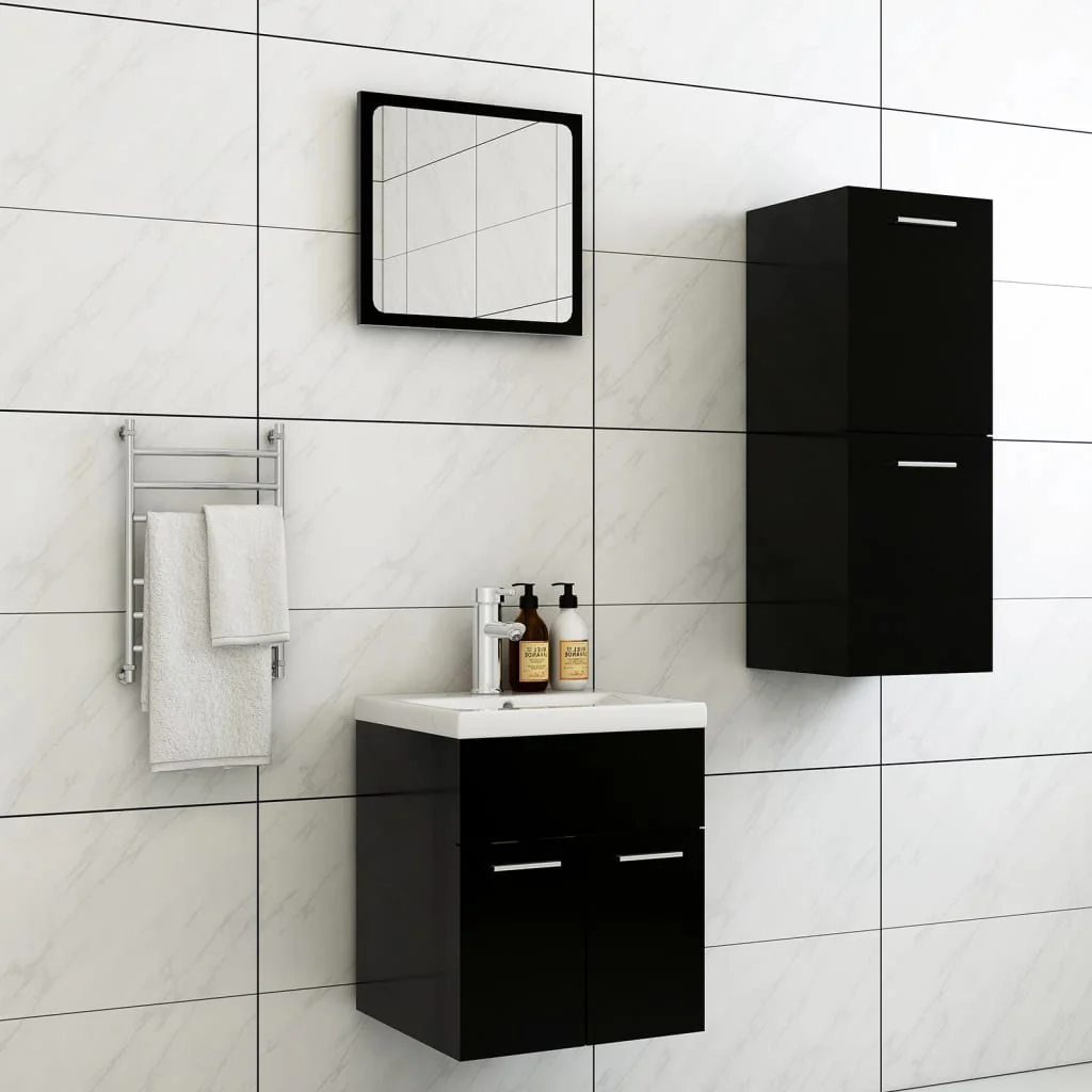 Berkfield Bathroom Furniture Set Black Engineered Wood