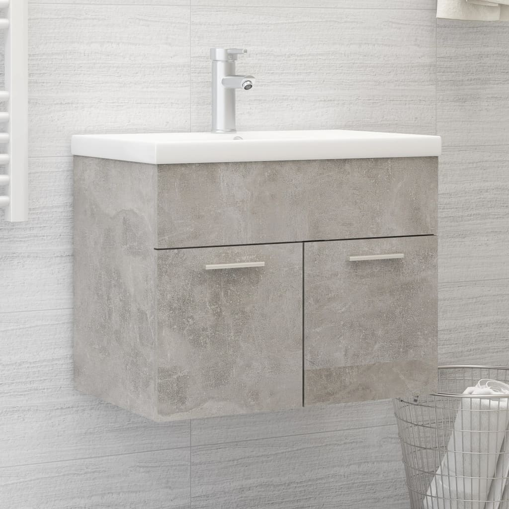 Berkfield Sink Cabinet with Built-in Basin Concrete Grey Engineered Wood