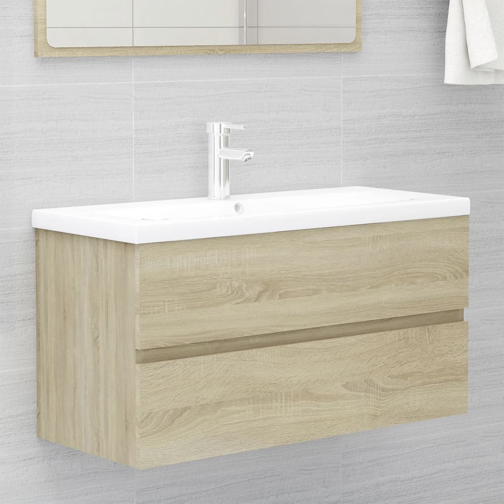 Berkfield Sink Cabinet with Built-in Basin Sonoma Oak Engineered Wood