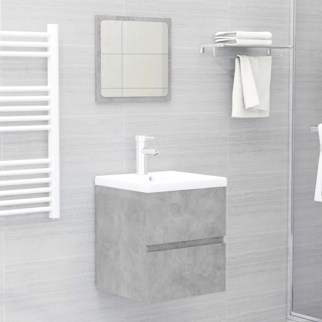 Berkfield Bathroom Furniture Set Concrete Grey Engineered Wood
