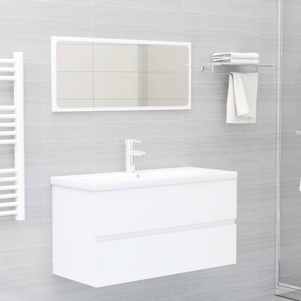 Berkfield Bathroom Furniture Set White Engineered Wood