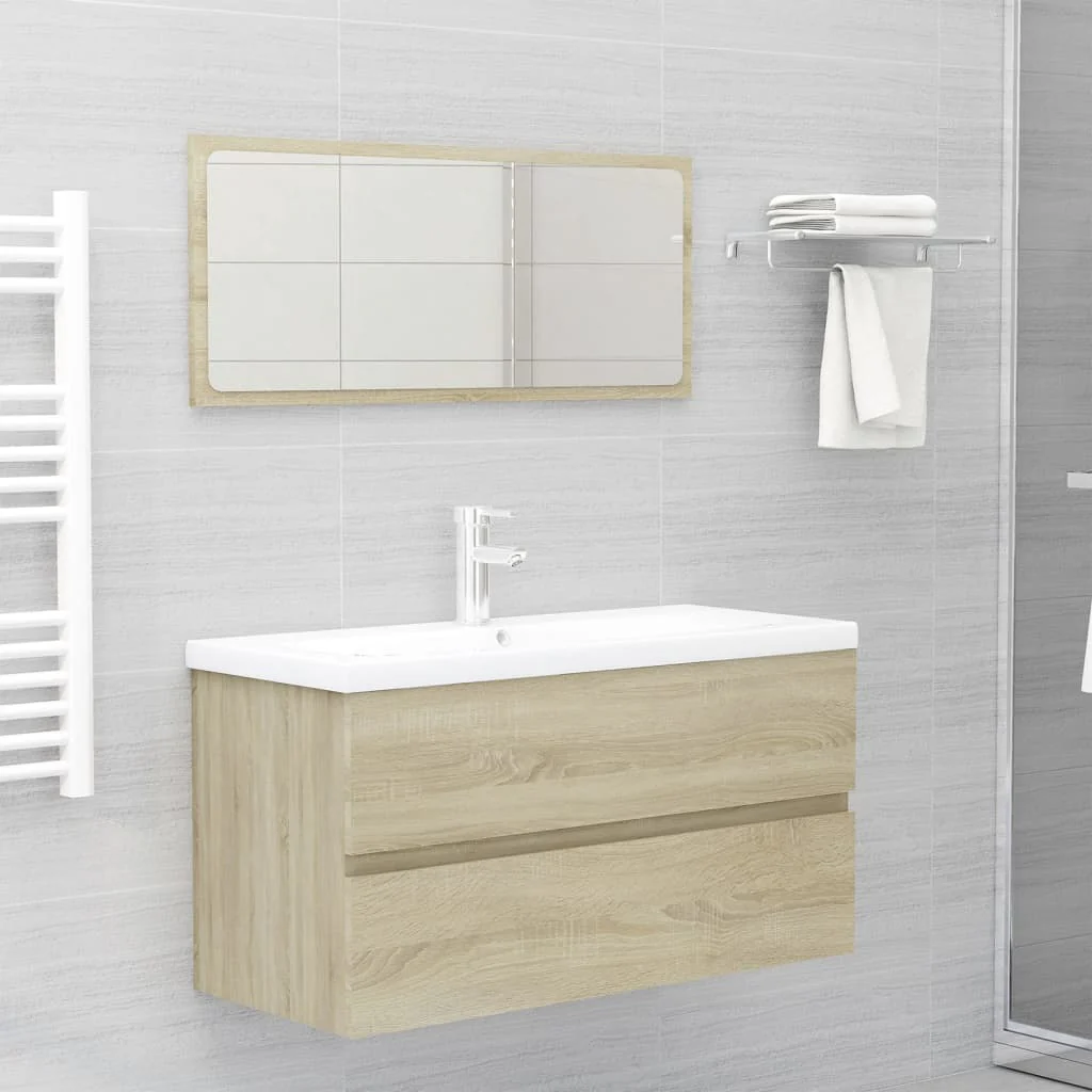 Berkfield Bathroom Furniture Set Sonoma Oak Engineered Wood