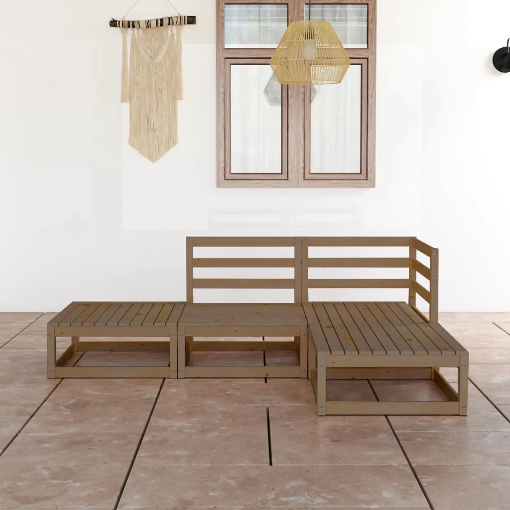 Berkfield 4 Piece Garden Lounge Set Honey Brown Solid Wood Pine