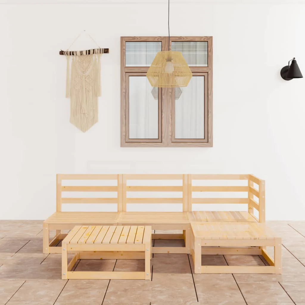 Berkfield 5 Piece Garden Lounge Set Solid Wood Pine