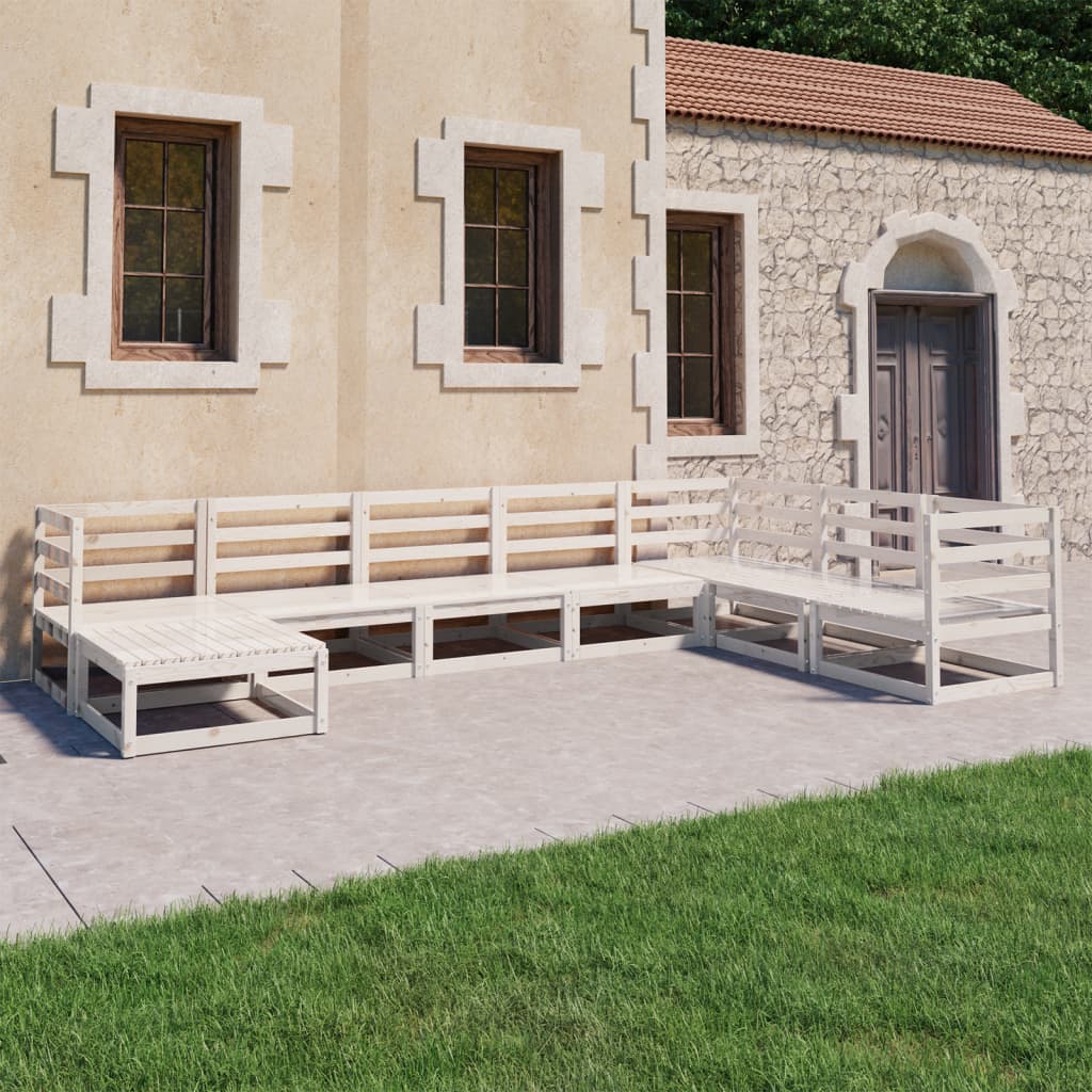 Berkfield 8 Piece Garden Lounge Set White Solid Wood Pine
