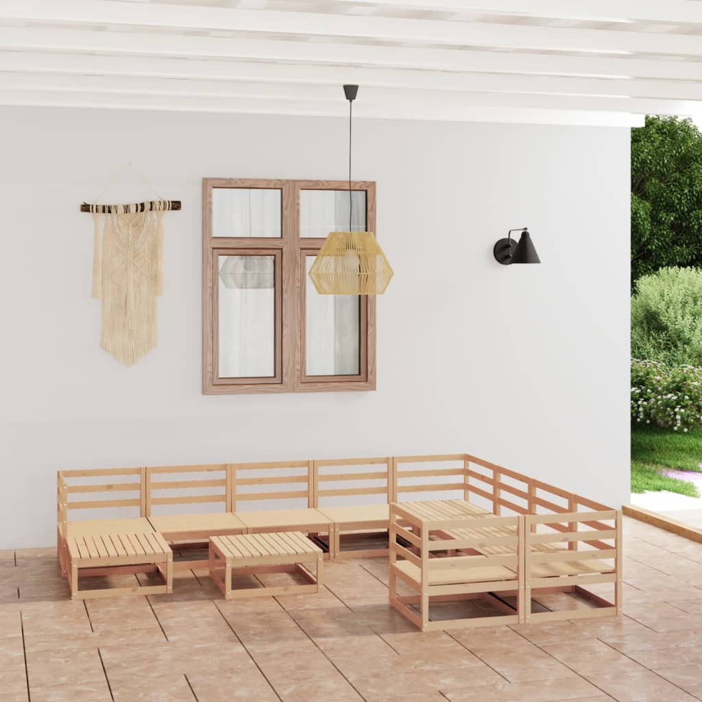 Berkfield 11 Piece Garden Lounge Set Solid Pinewood