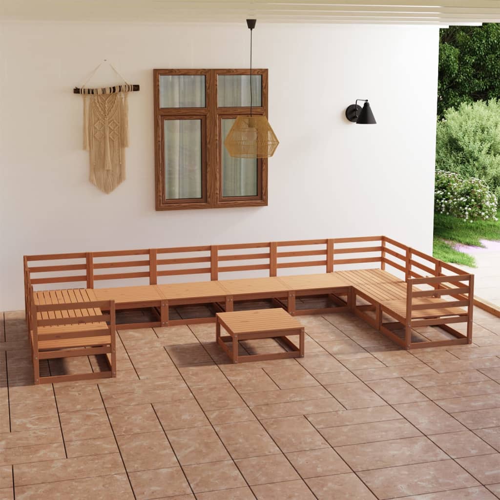Berkfield 11 Piece Garden Lounge Set Solid Pinewood