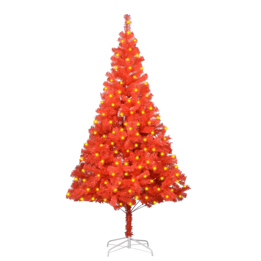 Berkfield Artificial Christmas Tree with LEDs&Stand Red 180 cm PVC