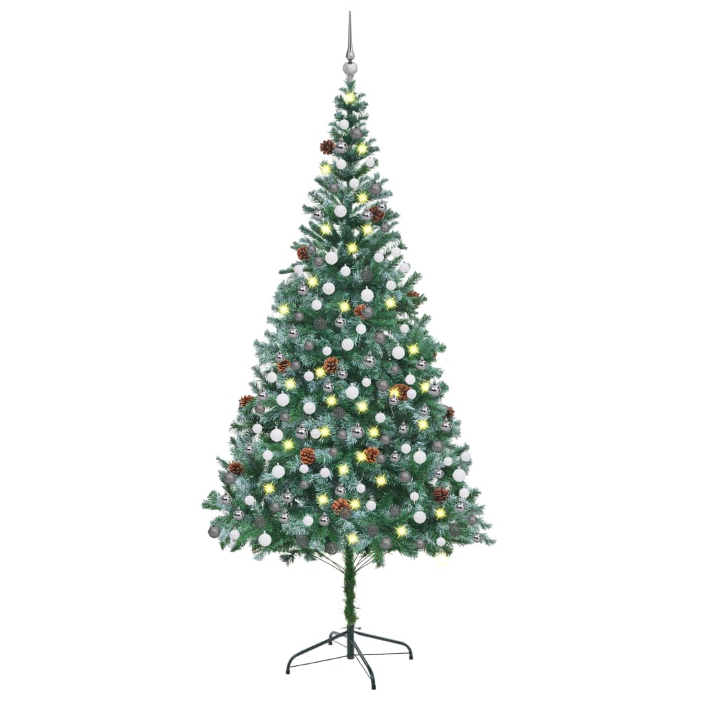 Berkfield Artificial Christmas Tree with LEDs&Ball Set Pinecones 210 cm
