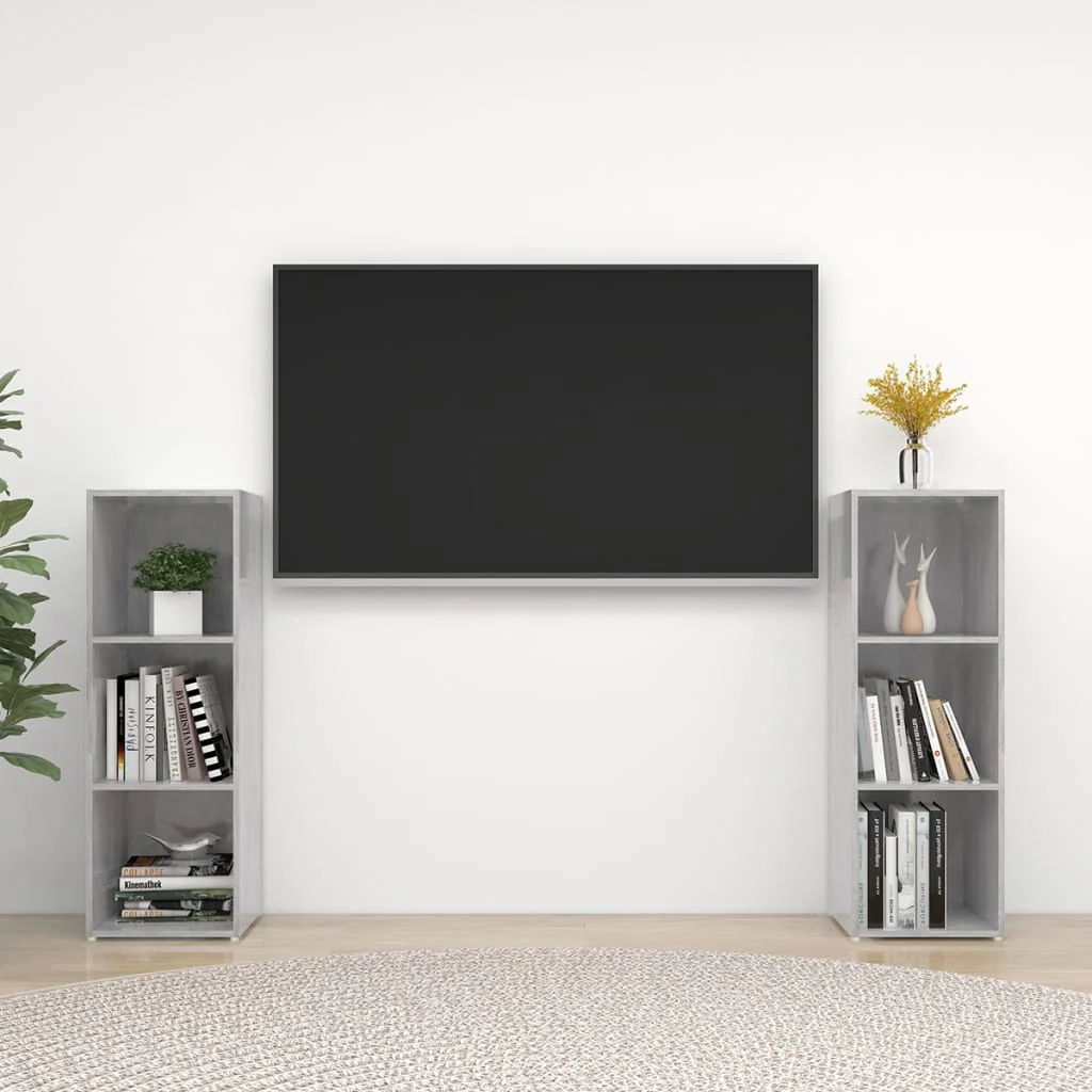Berkfield TV Cabinets 2 pcs Concrete Grey 107x35x37 cm Engineered Wood