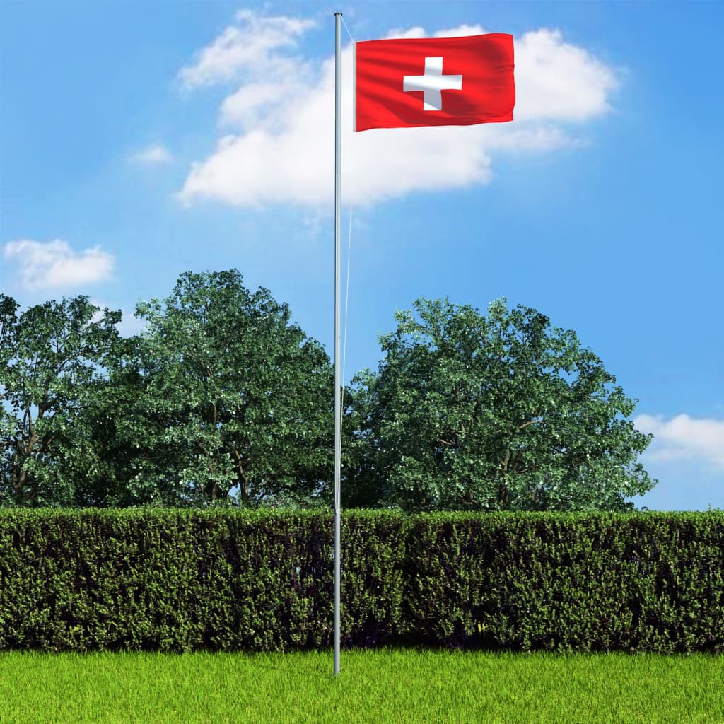 Berkfield Switzerland Flag and Pole Aluminium 4 m