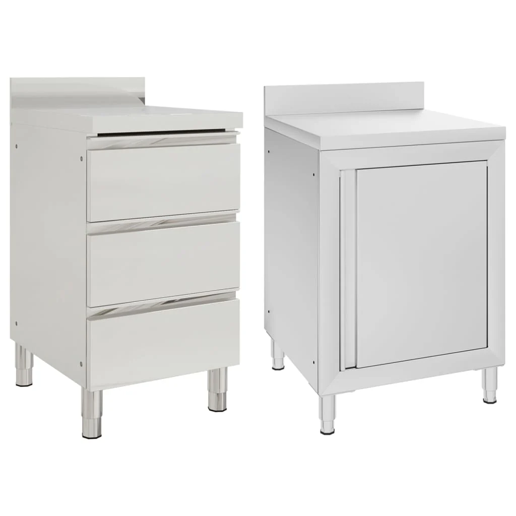 Berkfield Commercial Kitchen Cabinets 2 pcs Stainless Steel