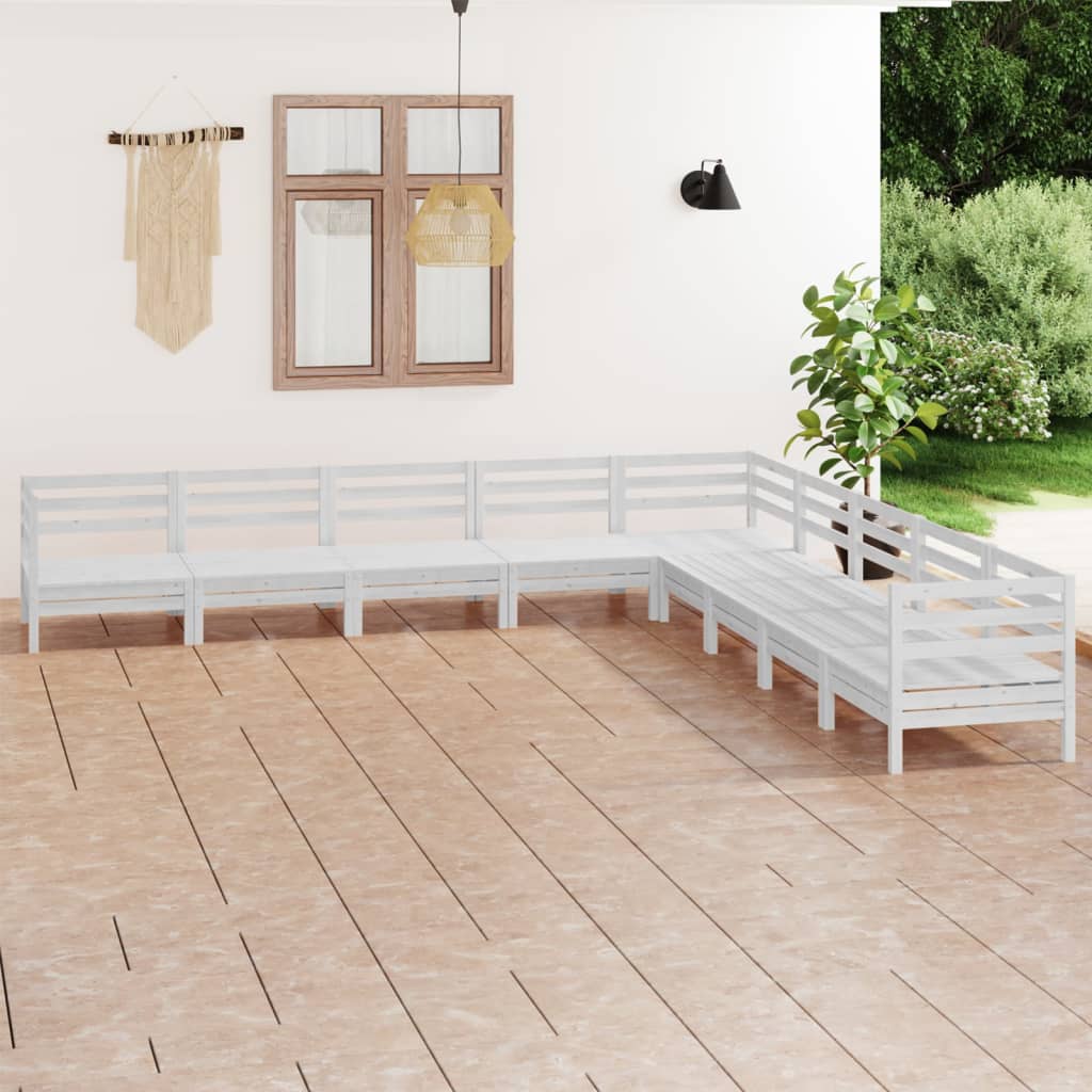 Berkfield 9 Piece Garden Lounge Set Solid Wood Pine White