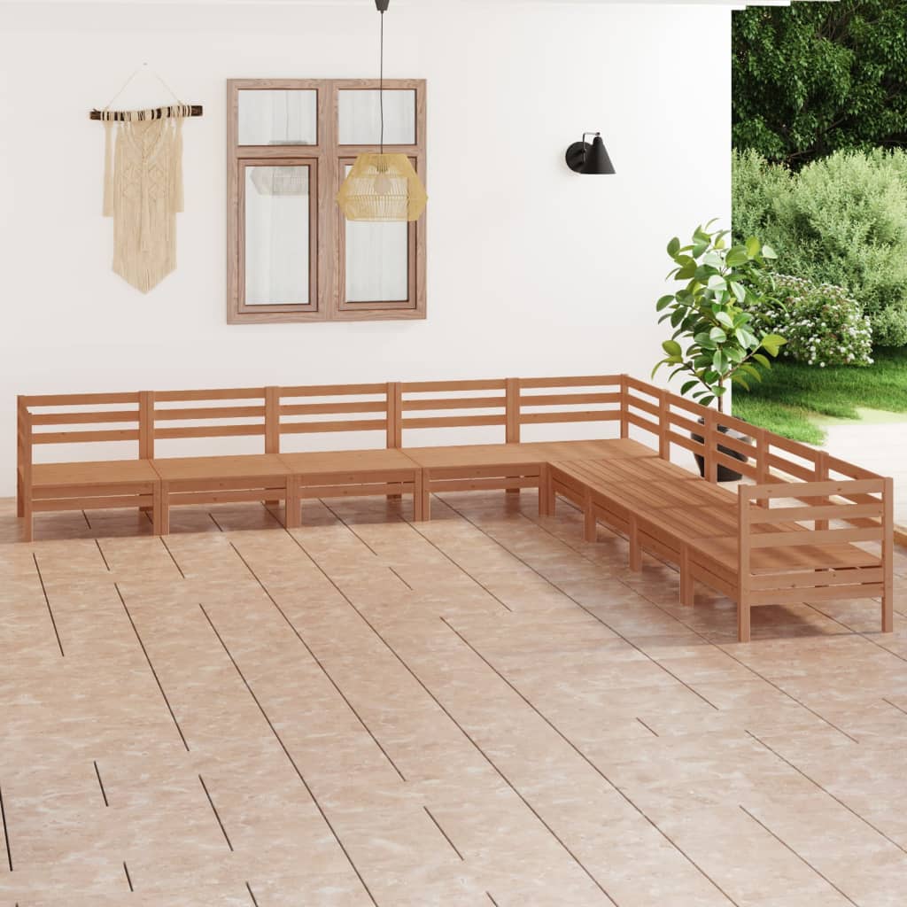 Berkfield 9 Piece Garden Lounge Set Solid Wood Pine Honey Brown