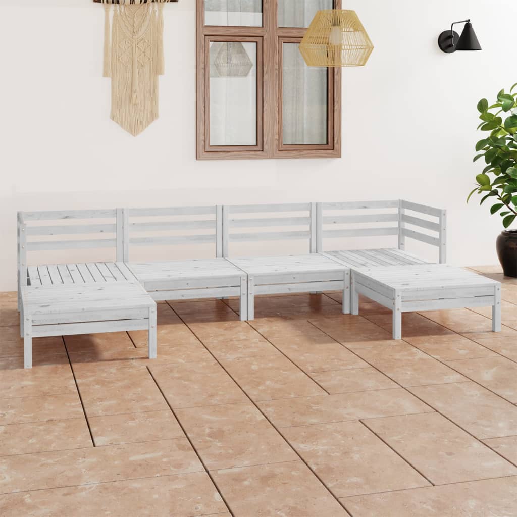 Berkfield 6 Piece Garden Lounge Set White Solid Wood Pine