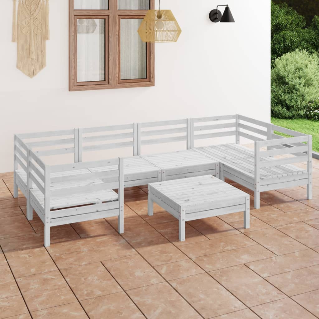 Berkfield 7 Piece Garden Lounge Set White Solid Wood Pine