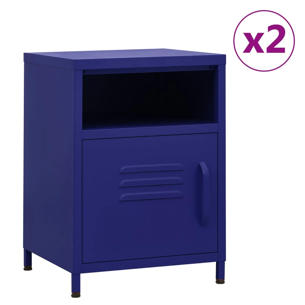 Berkfield Nightstands 2 pcs Navy Blue 35x35x51 cm Steel