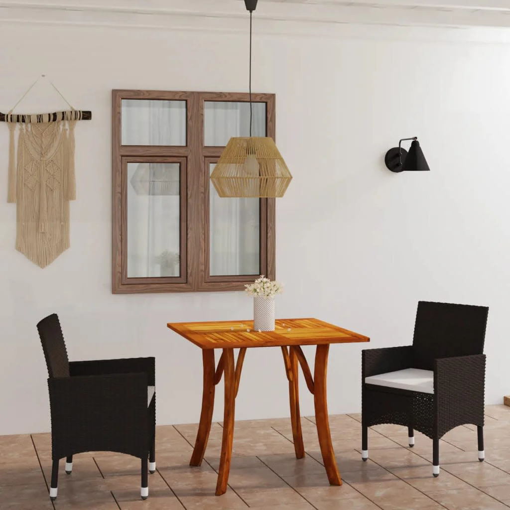 Berkfield 3 Piece Garden Dining Set with Cushions Poly Rattan Brown