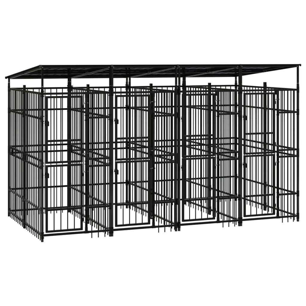 Berkfield Outdoor Dog Kennel with Roof Steel 7.37 må_