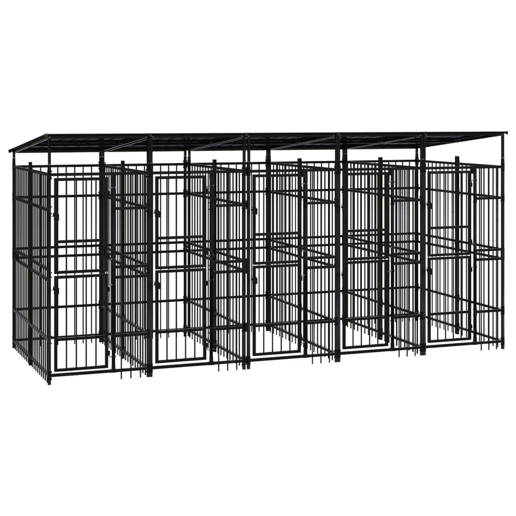 Berkfield Outdoor Dog Kennel with Roof Steel 9.22 m�__