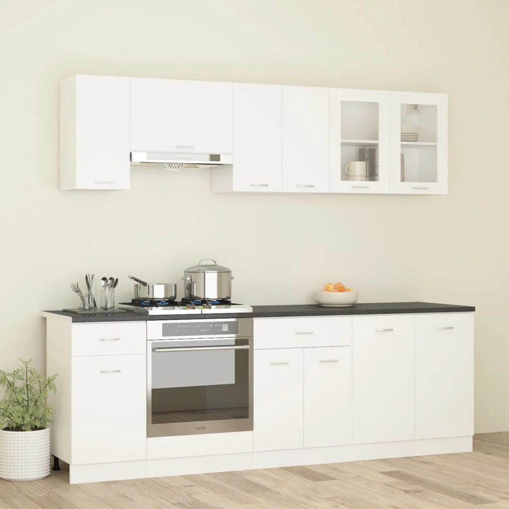 Berkfield 8 Piece Kitchen Cabinet Set with Worktop White Engineered Wood